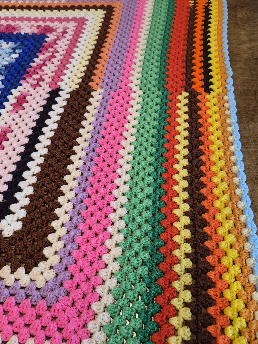 Handmade Multicolor Crochet Blanket - Vibrant Striped Throw
